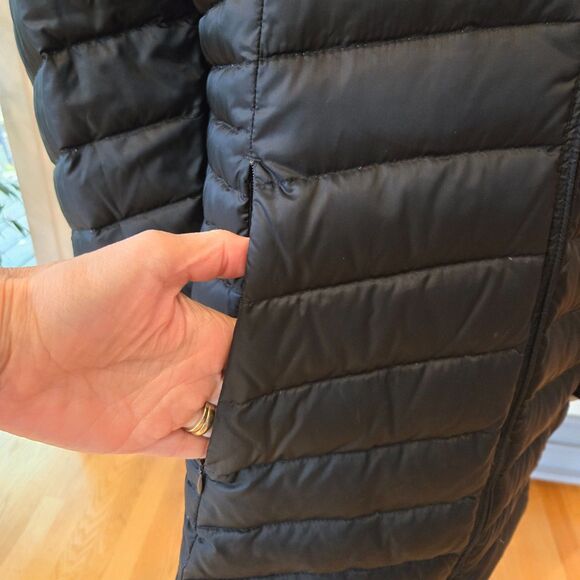 Eddie Bauer Womens Puffer Down Parka Coat 2XL Hooded Mid Length Jacket Black - Picture 2 of 13